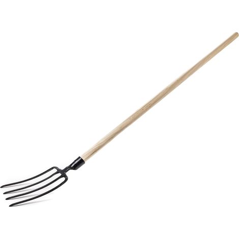 KOTARBAU Fourche à fumier en acier avec 4 dents plates - Noir - Pour le jardinage (1/5)