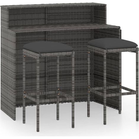 Maison Exclusive - Set Bar da Giardino 3 pz con Cuscini Grigio