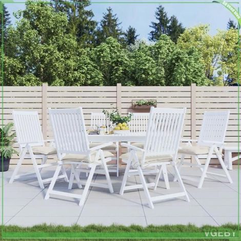 361515 Coussins de chaise lot de 6 blanc crème 50x50x7 cm tissu oxford (1/5)