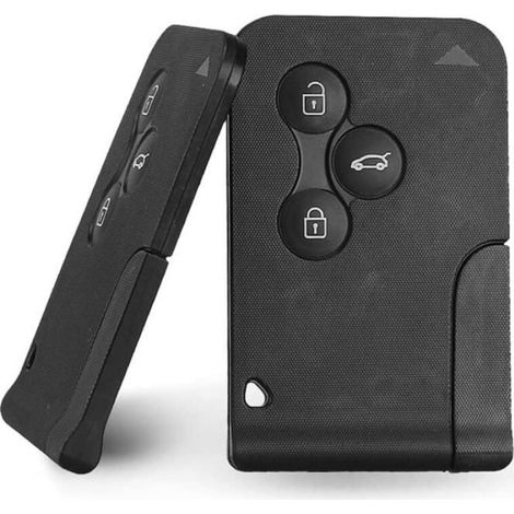 Coque De Clé Carte - 433 MHz - Compatible Renault Clio 3 Megane 2 Scenic 2 - Puce PCF7947 - 3 Boutons - Noir (1/5)