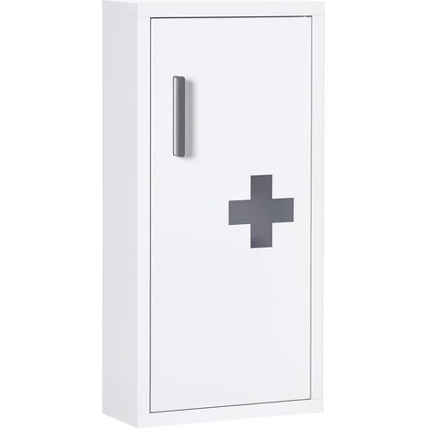 Armoire à pharmacie murale rangement médicaments 3 niveaux en acier blanc porte aimantée 30 x 12 x 60 cm (1/5)