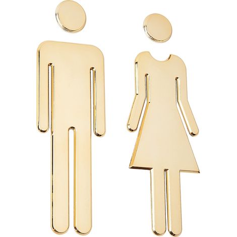 Plaque De Porte WC Auto-Adhésifs pour Dames et Messieurs, Panneaux de Porte de Salle de Bain pour la Maison, Hôtel, Bureau, Boutique, Parking, Restaurant (Or) (1/5)
