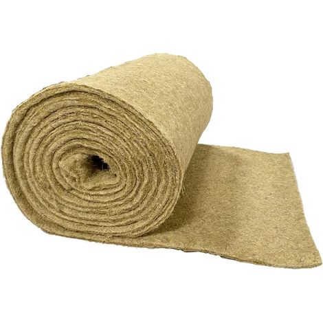 1 Rouleau Chanvre 0,8x15m Épaisseur 10mm Isolation Phonique Thermique Naturel Pour Sol Mur Toit