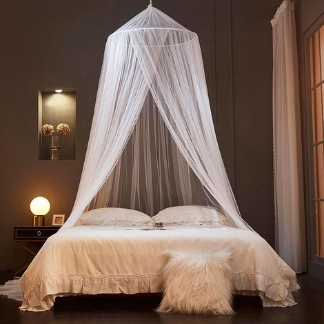Mosquitera colgante en cúpula – poliéster duradero – uso interior y exterior – dosel decorativo y malla antinsectos (blanco-60×250×850 cm) (1/5)
