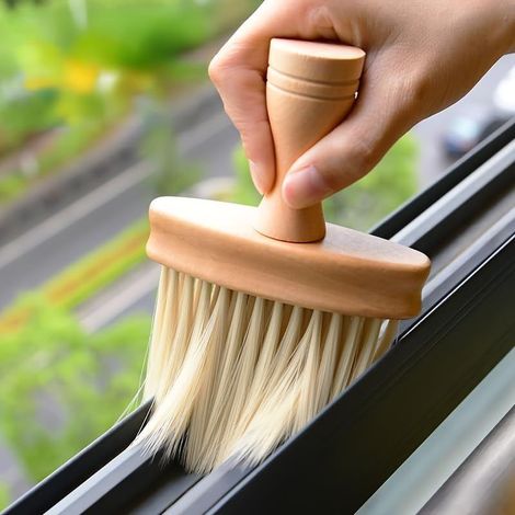 1 brosse de nettoyage multifonction en plastique, pour rainures de fenêtre, coins de bureau et nettoyage de la maison, anti-saleté pour cuisine et salle de bain (1/5)