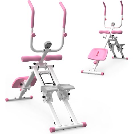 Stepper 2 in 1 e attrezzo pieghevole per addominali da casa, rosa e bianco (1/5)