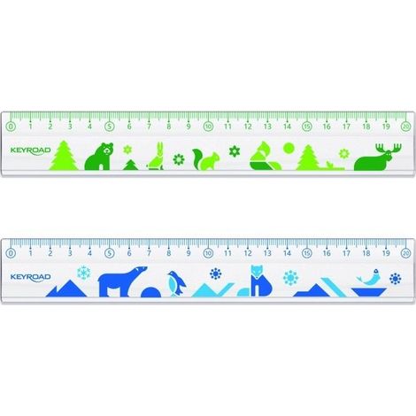 Transparentes Kunststofflineal mit Aufdruck, 20 cm