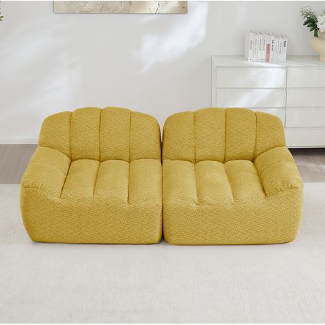 Canapé modulaire 2 places 210x104x79 cm jaune en polaire granulée sans montage (1/5)