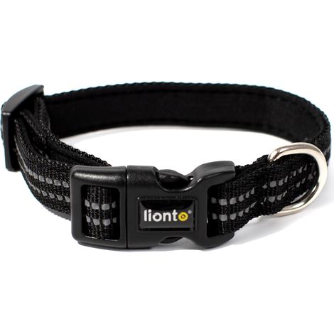 lionto Katzenhalsband reflektierend, gepolstert & verstellbar aus Nylon und Neopren, XS (20–30 cm), schwarz