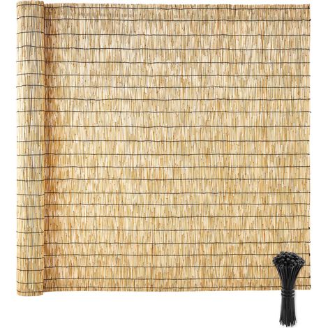 VEVOR Canisse en Roseau Naturel 5x1,7 m Lot de 1 Rouleau Brise-vue Roseau, pour Intimite au Balcon, Terrasse deExterieur, Separation de Jardin, Cloture Decorative, avec Attaches Autobloquantes Noires (1/5)