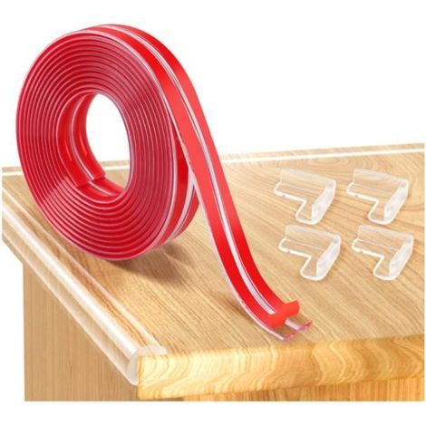 Protections Coin de Table Bébé,3m Pré-adhésif Protection Table Bebe et 4 Protecteurs d’Angles,Coin de Table Protection, Silicone (1/4)