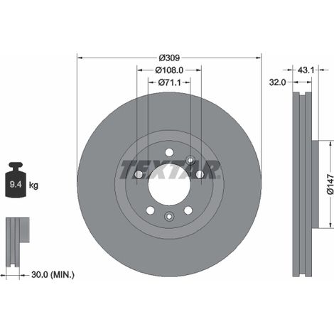 Lot de 2 Disques de frein Textar 92111900 PEUGEOT 4246V5 4249H0 9633114780