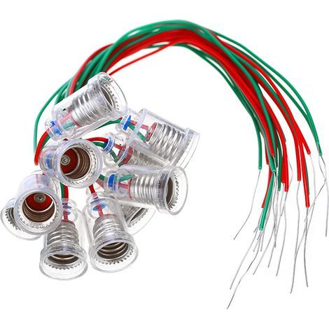 12-teiliges E10-Lampenfassungsset mit Kabel, kleine E10-Lampenfassung mit 25 cm langen isolierten Drähten für LED-Experimente zu Hause, Zubehör für elektrische Prüfungen (1/5)