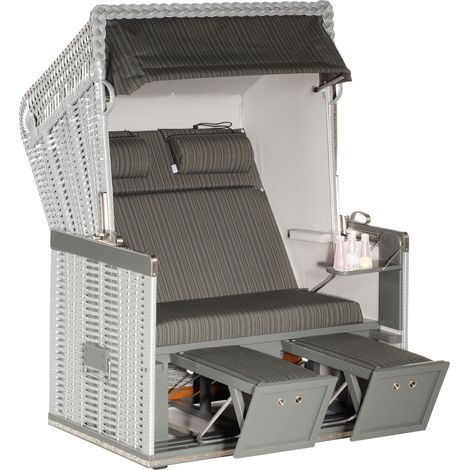 Sonnenpartner Konsul 2-Sitzer Strandkorb Halbliegemodell Nordsee silber/grau