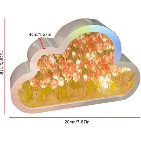 Veilleuse Miroir Tulipe Nuage, Lampe De Bureau Nuage Tulipe, Ornements De Bureau De Chevet De Salon De Led, Lampe De Chevet De (1/4)