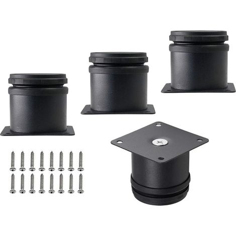Set mit 4 Möbelfüßen aus Edelstahl, 5 cm, verstellbare runde Schrankfüße, Metall-Ersatzfüße für Schränke, Sofas, Regale, Tische (schwarz)