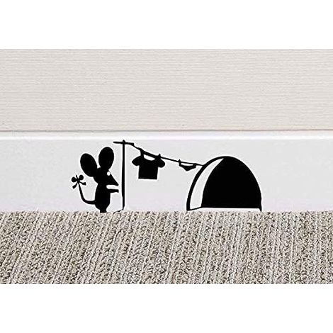 Adhesivo de vinilo para pared CSPARKV de 18 x 7 cm con forma de casa con agujero de ratón para rodapié (1/5)