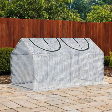 Serre de jardin coloris blanc en pE acier 120 x 60 x 60 cm (1/5)