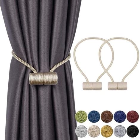 Ecleanfy - Attaches magnétiques pour rideaux, pinces à rideaux, cordons, boucles, attaches et supports de rideaux pour la décoration intérieure (2 pièces) (1/5)
