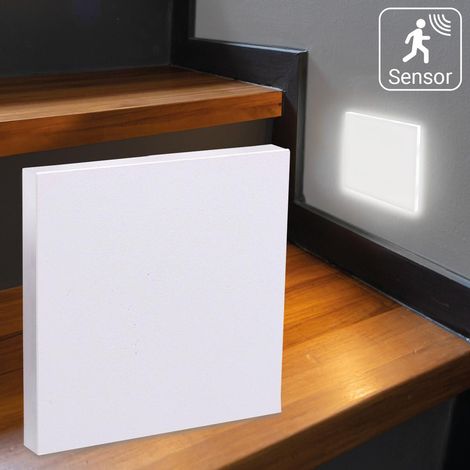 LED Treppenleuchten mit Bewegungsmelder eckig weiß 1,5W - Lichtfarbe: Neutralweiß - Lichtaustritt: Linea (1/5)
