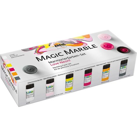 Peinture marbrée Magic Marble, Love Neon Set, 6 x 20 ml peinture pour marbrer par trempage le bois, le verre, le plastique, le papier et le polystyrène (1/5)