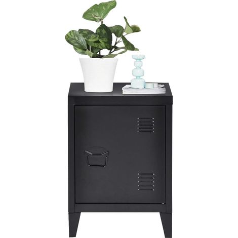 Armoire de Rangement Verticale en métal, Table d'appoint avec étagères à 2 Niveaux, Table de Chevet de classeur pour Salon, Chambre à Coucher, Bureau, Noir (1/5)
