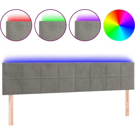 Maison Exclusive - Tête de lit à LED Gris clair 200x5x78/88 cm Velours (1/5)