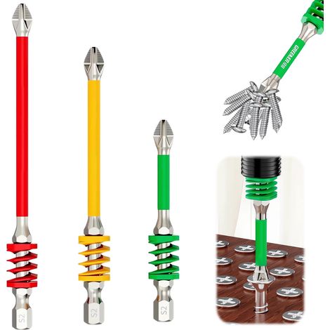 Ensemble de 3 embouts de tournevis antidérapants à ressort avec pointe magnétique, embouts hexagonaux résistants aux chocs pour visseuse électrique et outils manuels (1/5)