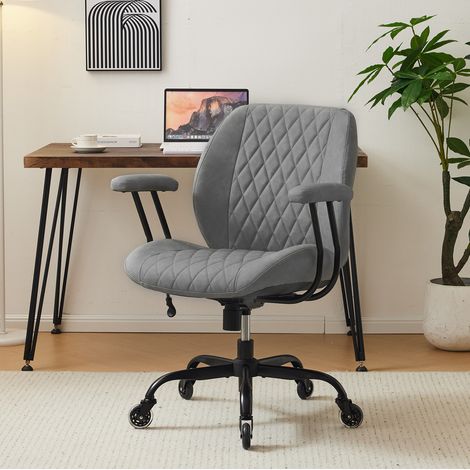 Silla de oficina ergonómica giratoria con o sin reposabrazos, altura regulable, cuero para despacho - gris (1/5)