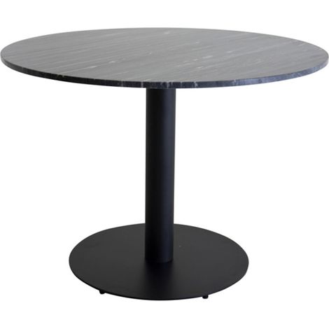 Table à Manger en Marbre "Estelle" 106cm Gris Foncé & Noir (1/5)