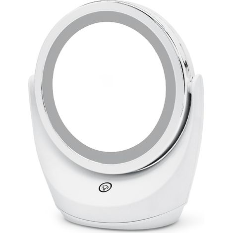 Miroir De Maquillage - Double Face LED - Éclairage Naturel - Commande Tactile - Rotation 360° - Portable Pour Bureau Et Voyage - 1 Pièce (1/5)