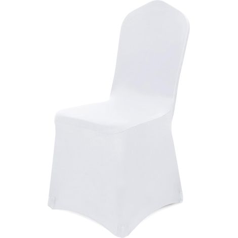 Lot de 10 housses de chaise blanches pour fête – Lavables et amovibles universelles extensibles en spandex pour salle à manger, housses de protection pour mariage, banquet, célébration, vacances, inté (1/5)