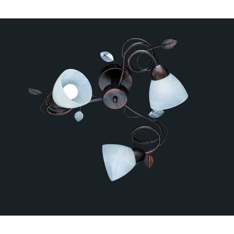 Plafón Rústico 3xE14 Traditio Copas Cristal Blanco Óxido Ø61 cm Trio Lighting (1/2)