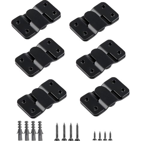 12 Stück(6 Paar) Möbel Verbinder set, Schwerlast Ineinandergreifender Bildaufhänger Unterputz Verdeckte Halterung(53x30mm),Möbel Bilderrahmen,Spiegel Möbelverbinder Haken Fotohaken(Schwarz) (1/5)