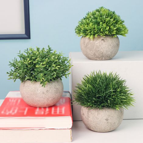 Mini plantes artificielles, 3 paquets, ensembles de Simulation de Pot de fausse herbe verte pour la maison, cuisine, jardin, bureau, décoration de salle de fête de mariage, cadeau (1/5)