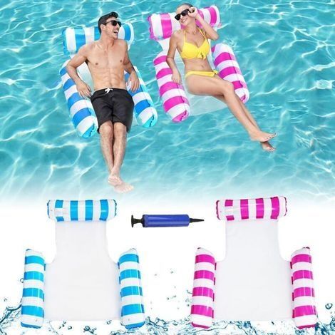 Fauteuil Gonflable de Piscine, 2 Pcs Bouee Piscine 4 en 1 Hamac d’Eau Plage Portable ccessoire Piscine pour Enfants Adultes Mer Plage Piscine Partie Vacances (1/5)
