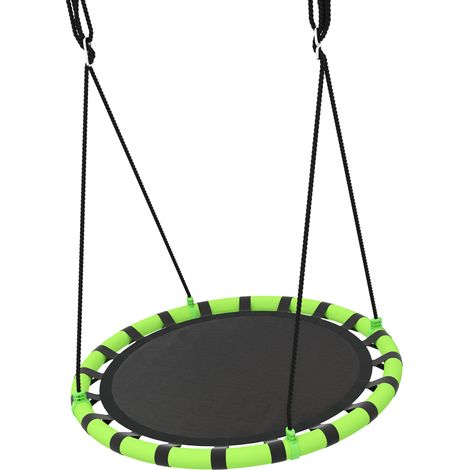 Hängende Vogelnestschaukel, verstellbare Seile, runder Sitz Ø 100 cm, schwarz