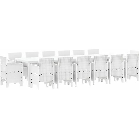 Maison Exclusive - Set da Pranzo per Giardino 15 pcs Bianco Rattan Polt