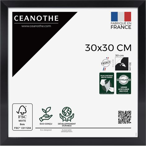 Cadre Photo Gris 30x30 cm et 30x30 cm - Convient au A4 – Fabriqué en France - Cadre Precious Gris 30x30 cm - Cadre photo en Résine recyclée - Verre acrylique Incassable (1/5)