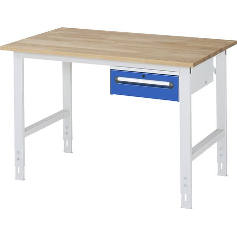 Rau Table de travail Tom réglable en hauteur KM02, L1250xP800xH760-1080mm, Plateau B-25mm (1/3)