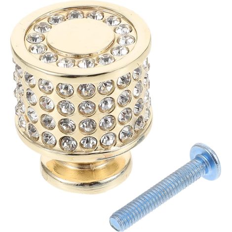 Poignée de Tiroir en Alliage de Zinc Doré Incrustation de Strass, Bouton Rond à Trou Unique, Décoration pour Armoire à Chaussures et Meuble, Ornement Métal Élégant, Remplacement (1/5)