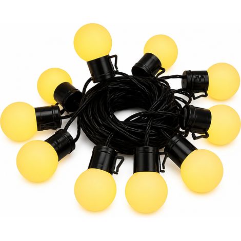 Guirlande Lumineuse LED à Boules, Blanc Chaud, USB, Étanche Extérieur, 20 Lumières, Câble Noir (1/5)