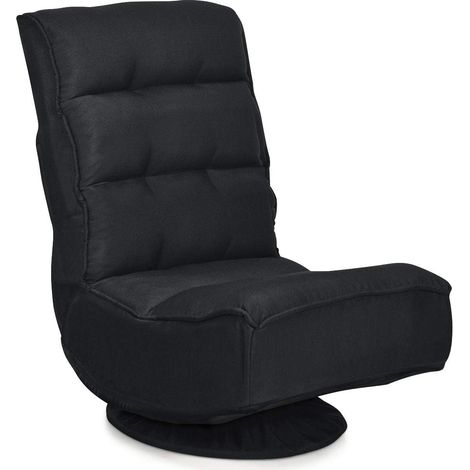 COSTWAY Bodenstuhl 360°drehbar, mit 5-Fach Verstellbarer Rückenlehne, bis 120kg, Bodensessel, Lazy Sofa Schwarz (1/5)