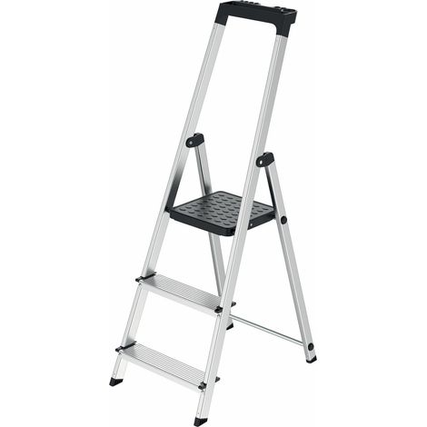 Werka Pro – Escabeau aluminium 3 marches – Hauteur d'ouverture 115 cm – Capacité 150 kg – Pliable et léger pour accès facile aux zones élevées