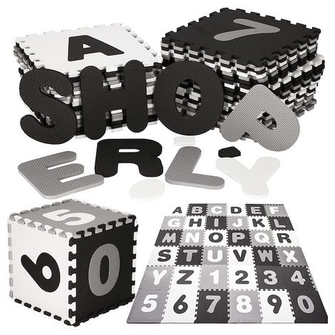 Schaumstoffmatte mit Zahlen und Alphabet, 175x175 cm, Puzzles aus EVA-Schaum für Kinder.