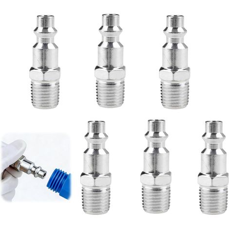 6 PCS 1/4 NPT Male Quick Connect Air Fitting, American Threaded Fitting for Compressor, Quick Connector for Air Systems and Pneumatic Tools, Pneumatic Hose End (1/5)