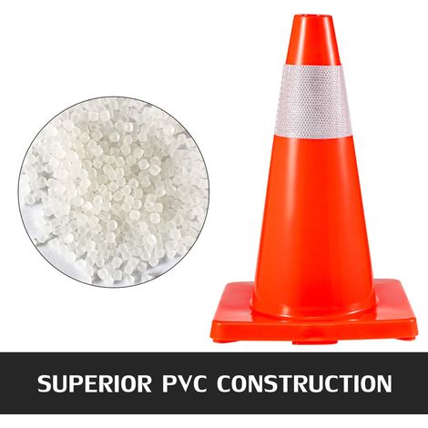 Cône Signalisation Réfléchissant 20PCs 45,7 cm, Plot de Chantier avec Base en PVC, Cône de Sécurité avec Colliers Réfléchissants, p… (1/5)