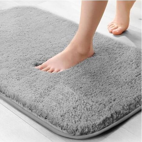 Tapis de bain en microfibre, paillasson, tapis pour animaux de compagnie, 2 cm, super épais, tapis de bain super absorbant, tapis de salle de bain, 40 x 60 cm, gris (1/5)