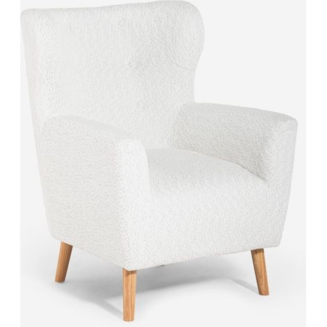 Moderne Bergère-Sessel aus weißem Bouclé-Stoff Kamo für Wohnzimmer