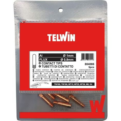 Kit 5 tubetti di contatto, al, flux 1-09 telwin 804086 x torce tw160 tw180 mt15